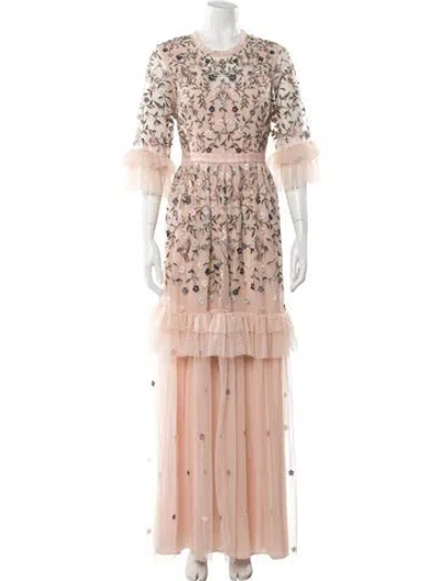 Pre-owned Needle & Thread Lace Pattern Long Dress In Pink