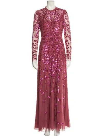 Pre-owned Needle & Thread Lace Pattern Long Dress In Pink