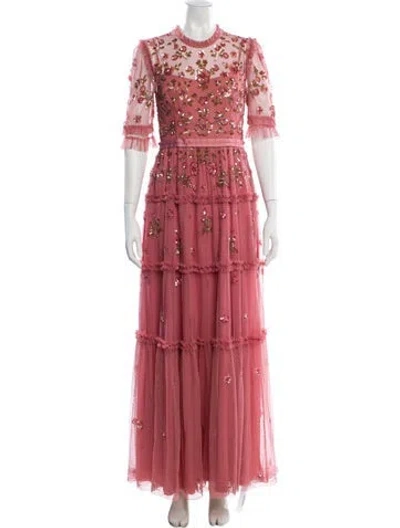 Pre-owned Needle & Thread Lace Pattern Long Dress In Pink