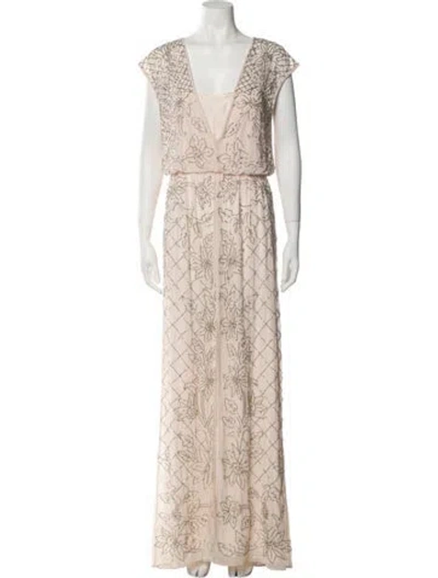 Pre-owned Needle & Thread Lace Pattern Long Dress In Pink