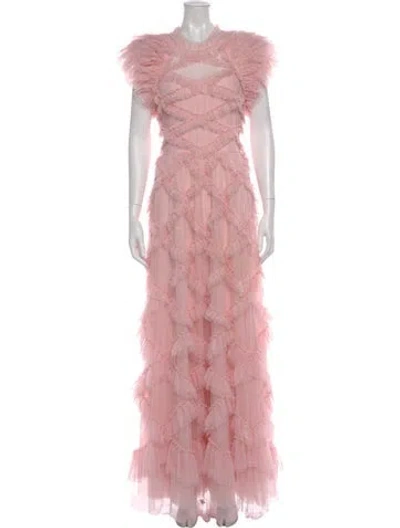 Pre-owned Needle & Thread Lace Pattern Long Dress In Pink