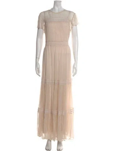 Pre-owned Needle & Thread Lace Pattern Long Dress In Pink