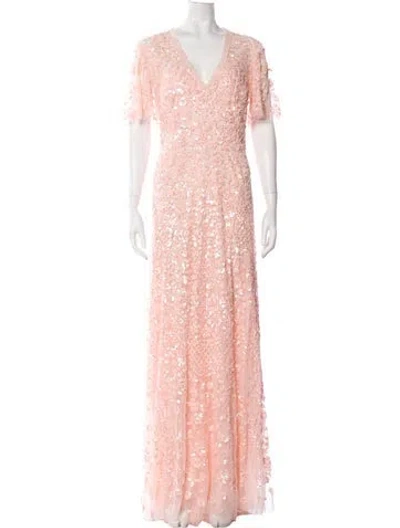 Pre-owned Needle & Thread Lace Pattern Long Dress W/ Tags In Pink