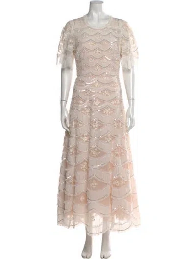 Pre-owned Needle & Thread Lace Pattern Long Dress In White