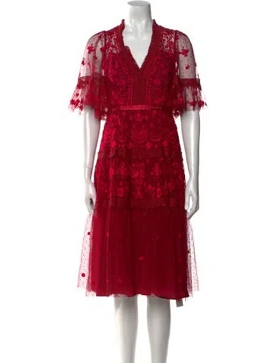 Pre-owned Needle & Thread Lace Pattern Midi Length Dress