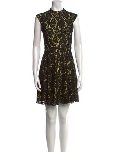 Pre-owned Needle & Thread Lace Pattern Mini Dress In Black