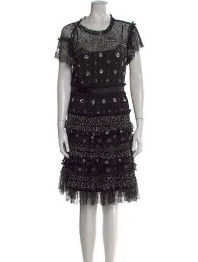 Pre-owned Needle & Thread Lace Pattern Mini Dress In Multi