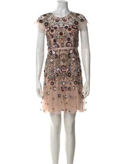 Pre-owned Needle & Thread Lace Pattern Mini Dress In Neutral