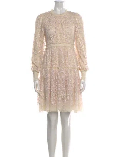 Pre-owned Needle & Thread Lace Pattern Mini Dress In Neutral