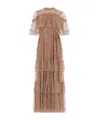 Needle & Thread Layered Cape Dress In Brown