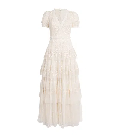 Needle & Thread Layered Lace Maxi Dress In Neutral