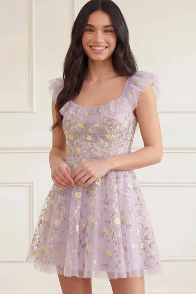 Needle & Thread Lea Ditsy Micro Mini Dress In Purple