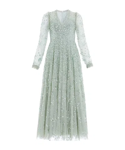Needle & Thread Leila Dot V-neck Ankle Gown In White