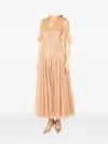 Needle & Thread Leila Dot V-neck Maxi Dress In Neutral