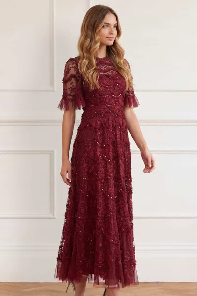 Needle & Thread Lily Bloom Ankle Gown In Red
