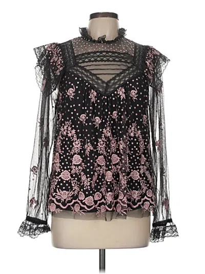 Pre-owned Needle & Thread Long Sleeve Blouse In Black