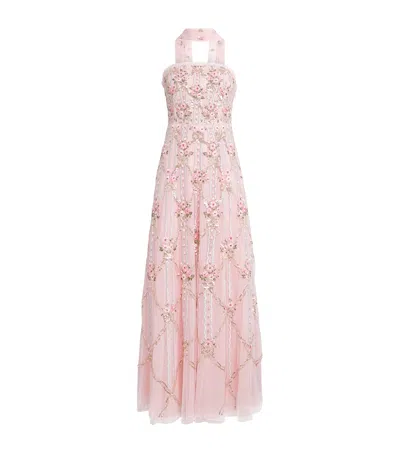 Needle & Thread Lovers Lace Gown With Scarf In Pink