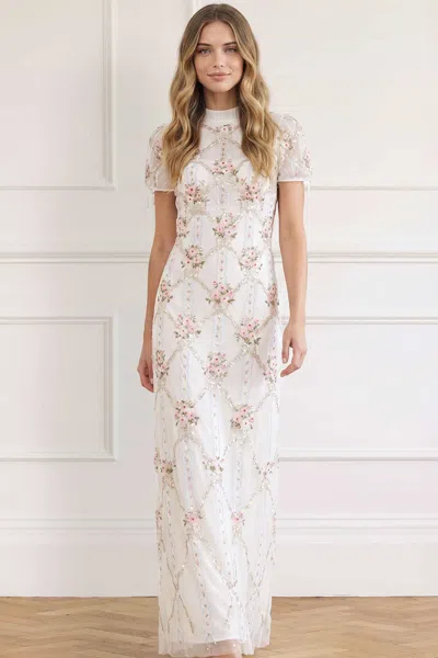 Needle & Thread Lovers Lace Ribbon Gown In White