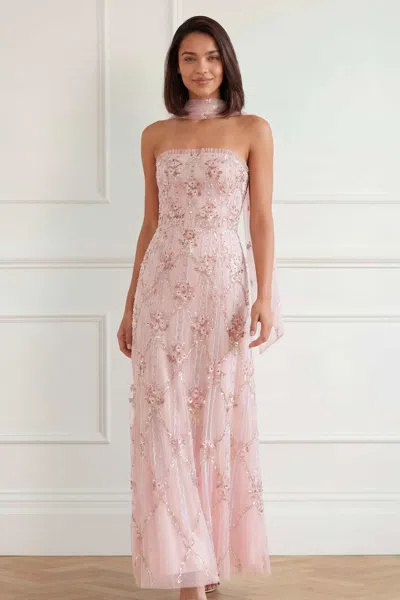 Needle & Thread Lovers Lace Strapless Gown In Pink