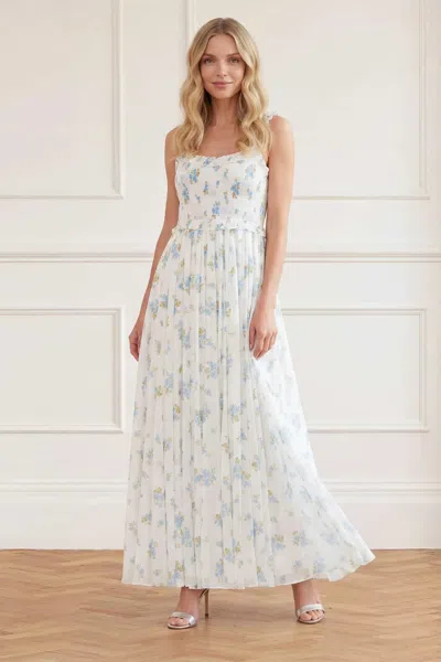 Needle & Thread Magnolia Ditsy Chiffon Smocked Cami Ankle Gown In White