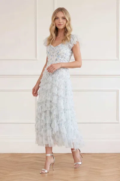 Needle & Thread Magnolia Ditsy Lola Backless Ballerina Dress In Blue