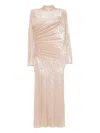 Needle & Thread Malia Turtleneck Ankle Gown In Neutral