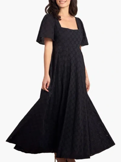 Needle & Thread Marisol Cotton Broderie Short Sleeve Ankle Gown In Black
