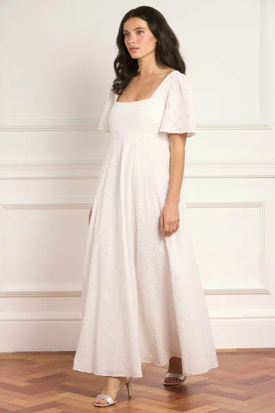 Needle & Thread Marisol Cotton Broderie Short Sleeve Ankle Gown In White
