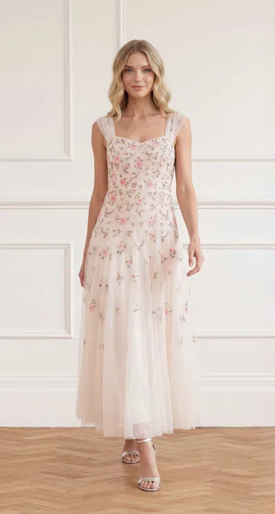 Needle & Thread Mayflower Ditsy Ankle Gown In White