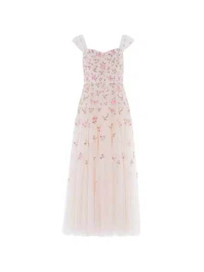 Needle & Thread Mayflower Ditsy Embroidered Gown In Neutral