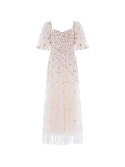 Needle & Thread Meadow Ditsy Embroidered Gown In Neutral