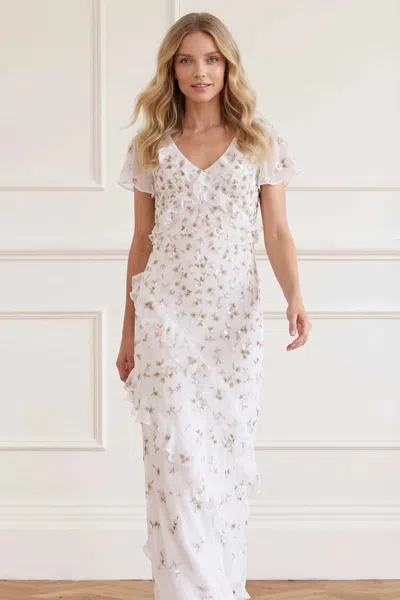 Needle & Thread Meadow Ditsy Georgette Gown In White