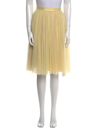 Pre-owned Needle & Thread Mesh Accents Knee-length Skirt In Yellow