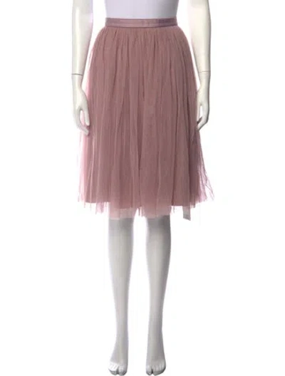 Pre-owned Needle & Thread Mesh Accents Midi Length Skirt In Pink