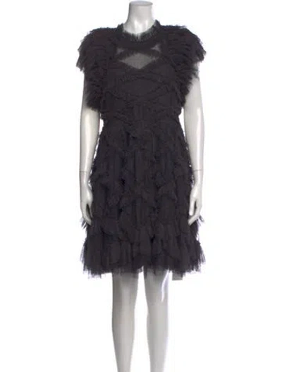 Pre-owned Needle & Thread Mesh Mini Dress In Black