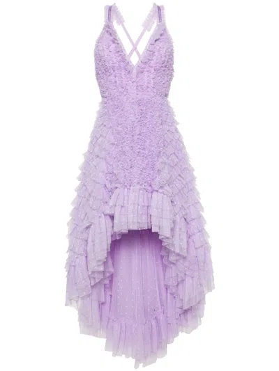 Needle & Thread Mia Cami Ruffled High-low Gown In Purple
