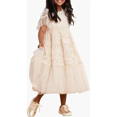 Needle & Thread Midsummer Lace Kids Dress In Gold