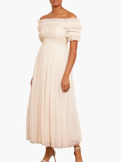 Needle & Thread Midsummer Lace Off Shoulder Ankle Gown In White