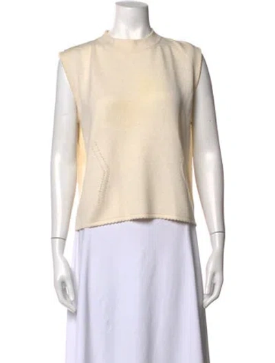 Pre-owned Needle & Thread Mock Neck Sleeveless Top In White