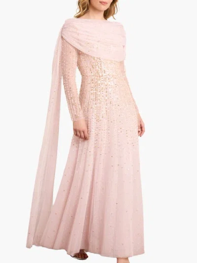 Needle & Thread Moonlight Sequin Draped Long Sleeve Gown In Pink