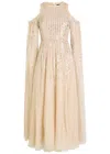 Needle & Thread Moonlight Sequin-embellished Tulle Gown In Neutral