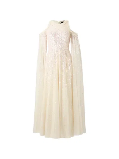 Needle & Thread Moonlight Sequin-embellished Cape-sleeve Maxi Dress In Multi