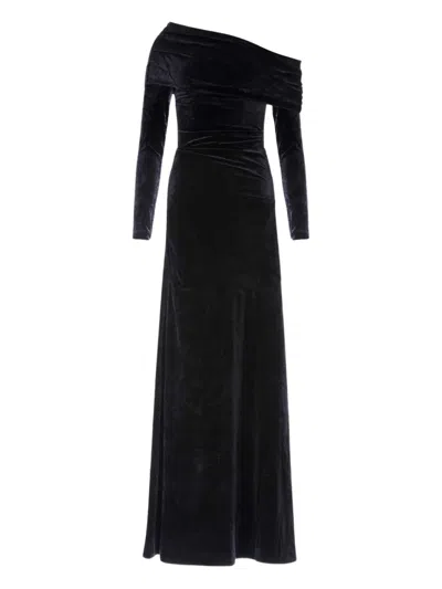 Needle & Thread One-shoulder Long-sleeved Dress In Black