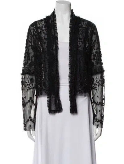 Pre-owned Needle & Thread Nylon Floral Print Evening Jacket In Black