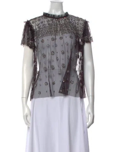 Pre-owned Needle & Thread Nylon Floral Print Top In Multicolor