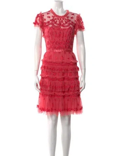 Pre-owned Needle & Thread Nylon Knee-length Dress In Pink