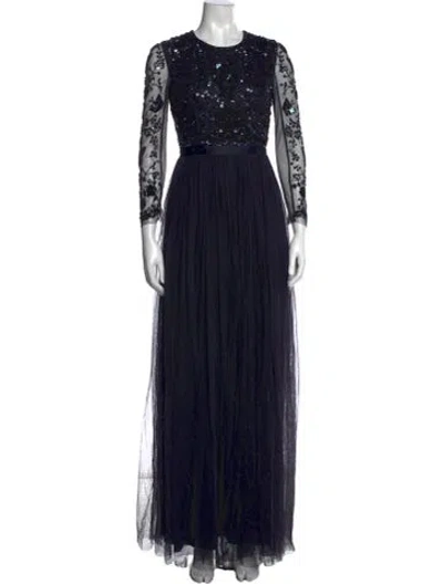 Pre-owned Needle & Thread Nylon Long Dress In Black
