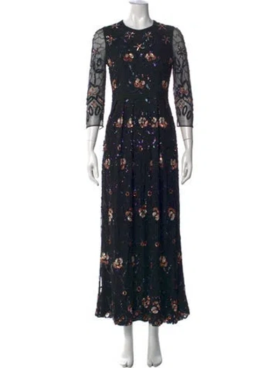 Pre-owned Needle & Thread Nylon Long Dress In Black