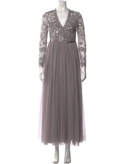 Pre-owned Needle & Thread Nylon Long Dress In Gray