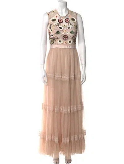 Pre-owned Needle & Thread Nylon Long Dress In Neutral